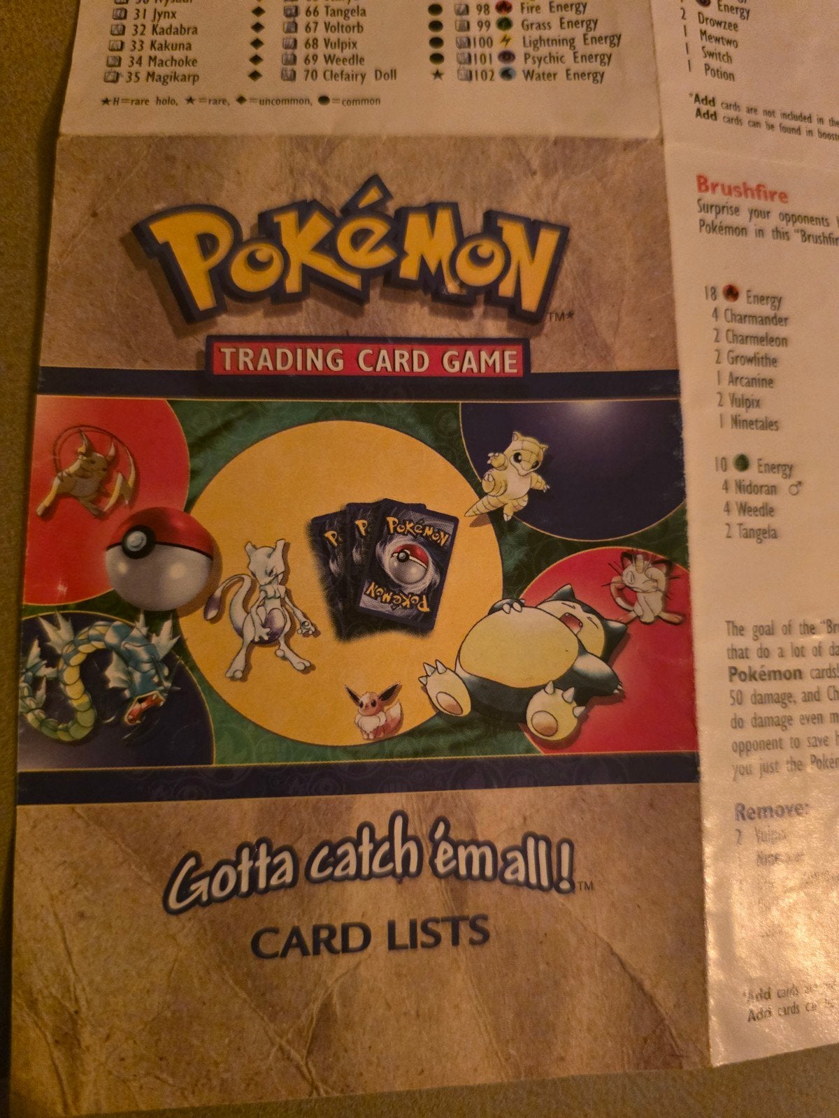 Zeldzame Pokémon Card Lists 1999 - Origineel WOTC, Ophalen of Verzenden
