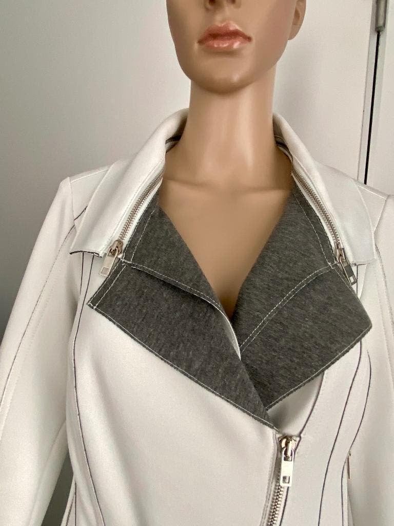 H528 Nieuw: Biba mt 40=M kort jasje biker blazer colbert wit, Kleding | Dames, Maat 38/40 (M), Wit, Nieuw, Biba