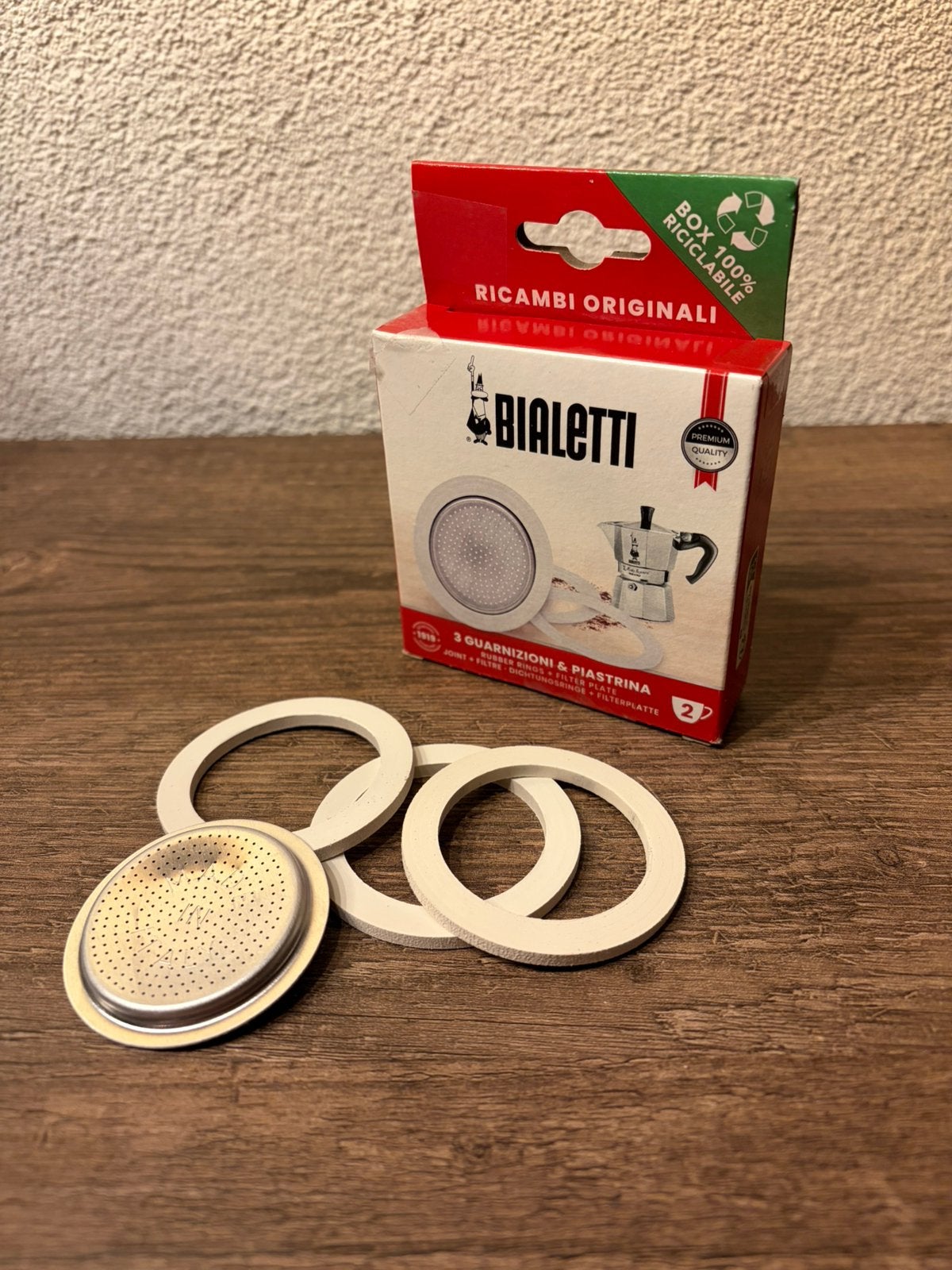 Bialetti 3x rubberring & 1x filter set - 2 kops, Ophalen of Verzenden, Nieuw