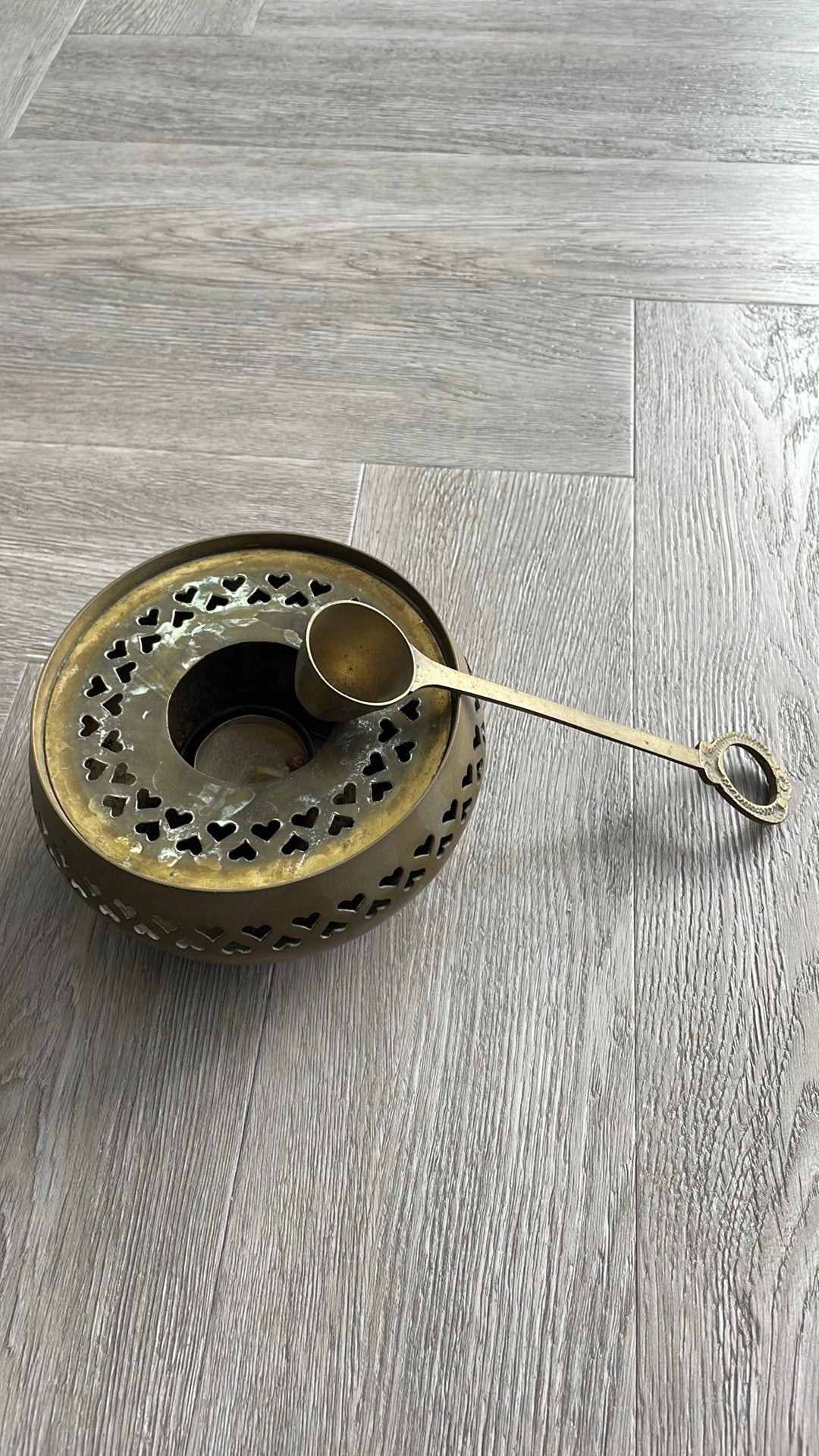 Vintage Koperen Rechaud met Lepel - Hartjes Design, Ophalen of Verzenden, Koper