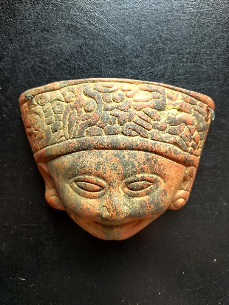 Mesoamerikaanse vintage terracotta wandmasker, Antiek en Kunst, Verzenden