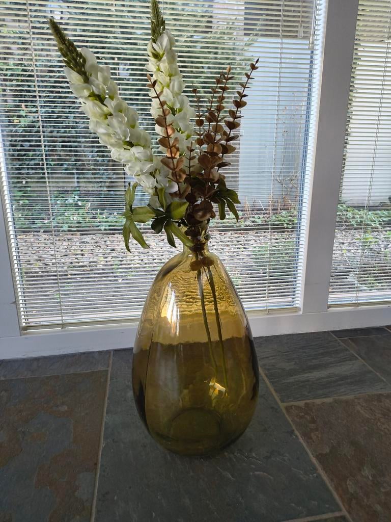 Grote okergele vaas met nep bloemen, Ophalen, Overige kleuren, Minder dan 50 cm