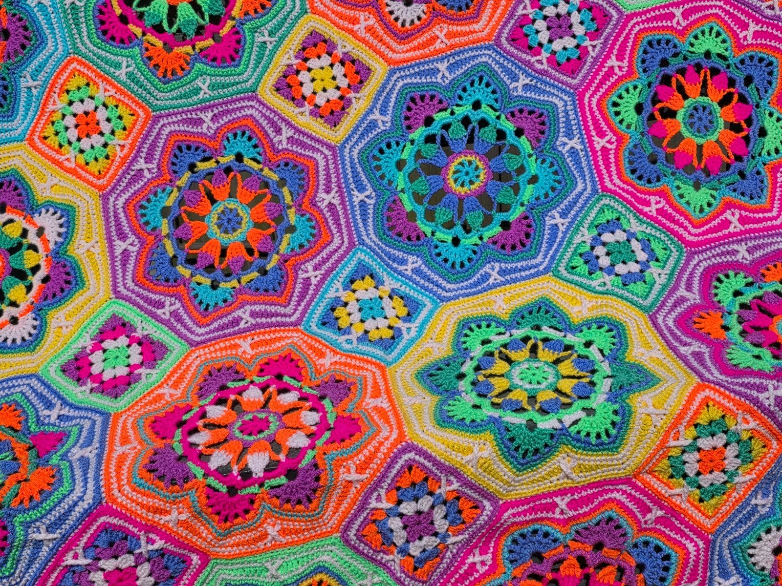 2x Gehaakte woondeken/ plaid Persian tiles Fiësta., 129 cm, Woondeken, 129 cm, Acryl