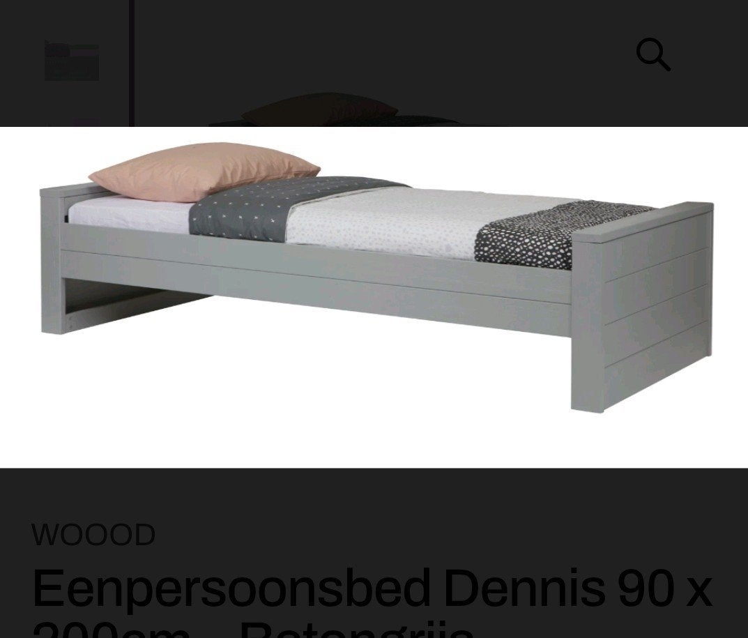WOOOD Dennis eenpersoonsbed grenen betongrijs, Huis en Inrichting, Slaapkamer | Bedden, Ophalen, 90 cm, Eenpersoons, Nieuw