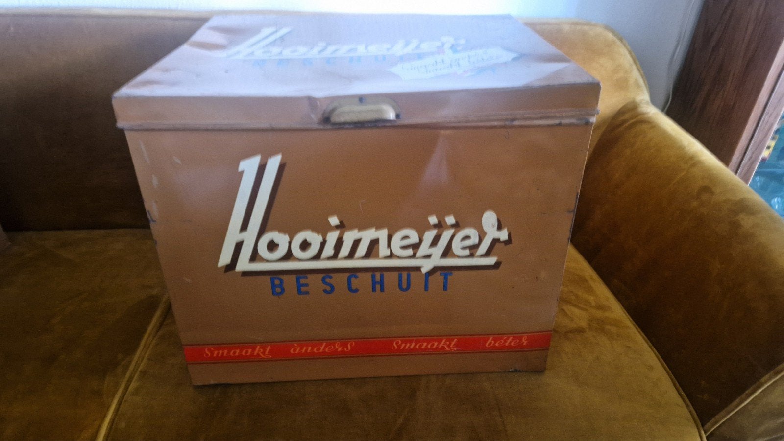Vintage Hooimeijer Beschuit winkelblik, Ophalen of Verzenden, Gebruikt, Beschuit, Overige merken