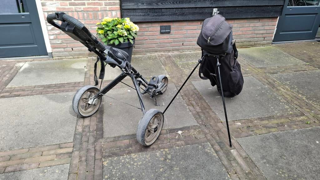 Linkshandige golfset met trolley, Sport en Fitness, Golf, Ophalen, Gebruikt, Set, Overige merken
