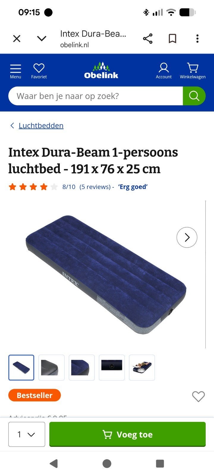 partij Intex luchtbedden 1 persoons, Ophalen, Zo goed als nieuw, 1-persoons