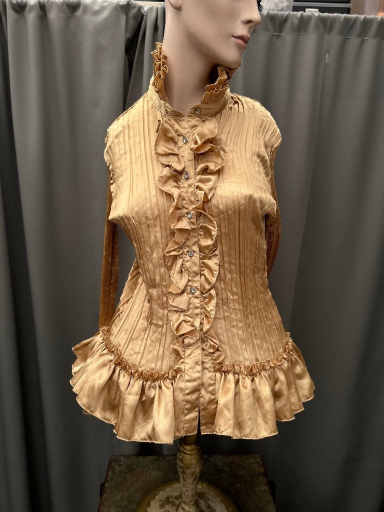 Vintage victoriaanse look Blouse, opstaande kraag, ruches, Overige kleuren, Ophalen of Verzenden, Zo goed als nieuw, X