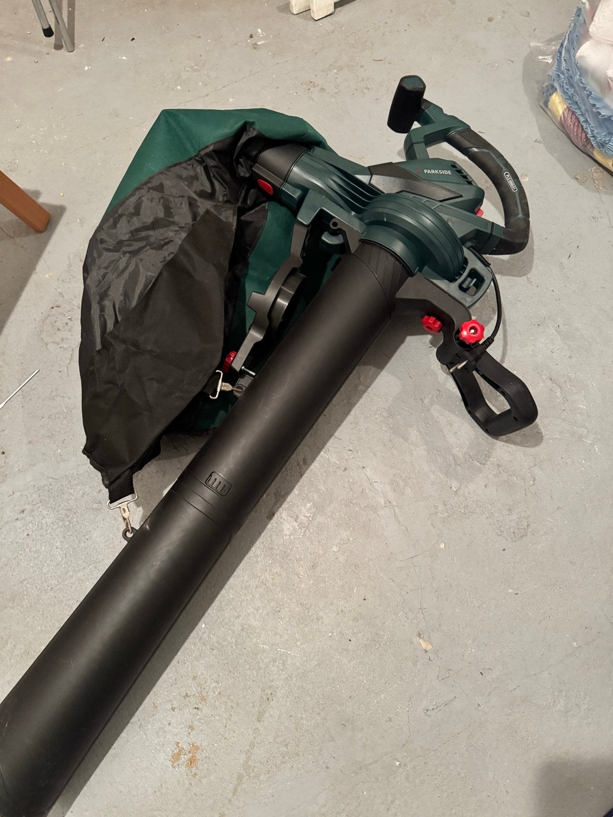 Parkside Elektrische Bladblazer met Zuigfunctie, Ophalen, Handgedragen, Zo goed als nieuw, Met opvangzak