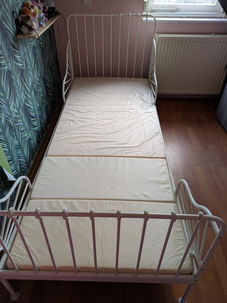 Meegroeibed Ikea wit, Kinderen en Baby's, Kinderkamer | Bedden, Ophalen, Gebruikt, 70 tot 85 cm, Lattenbodem