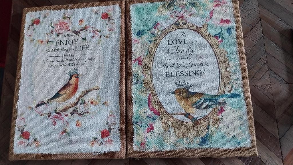 Wanddecoratie vogels op jute, Ophalen of Verzenden
