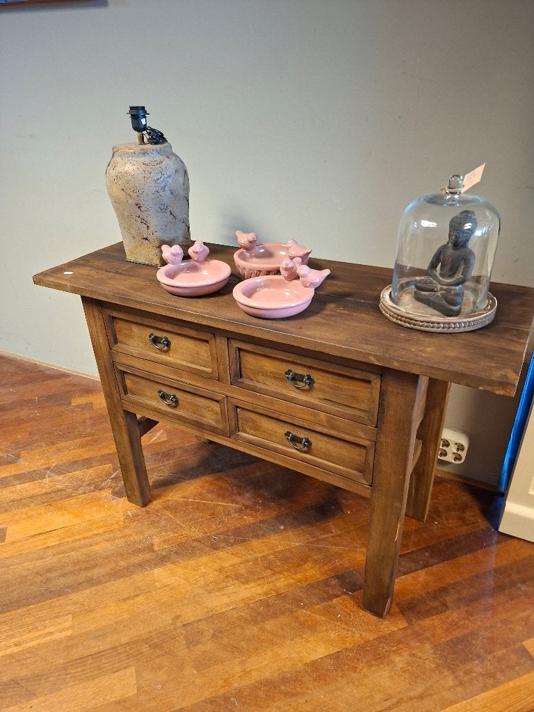 Robuust teakhouten sidetable 4 lades 120 cm, Ophalen, 100 tot 150 cm, Teakhout, Zo goed als nieuw
