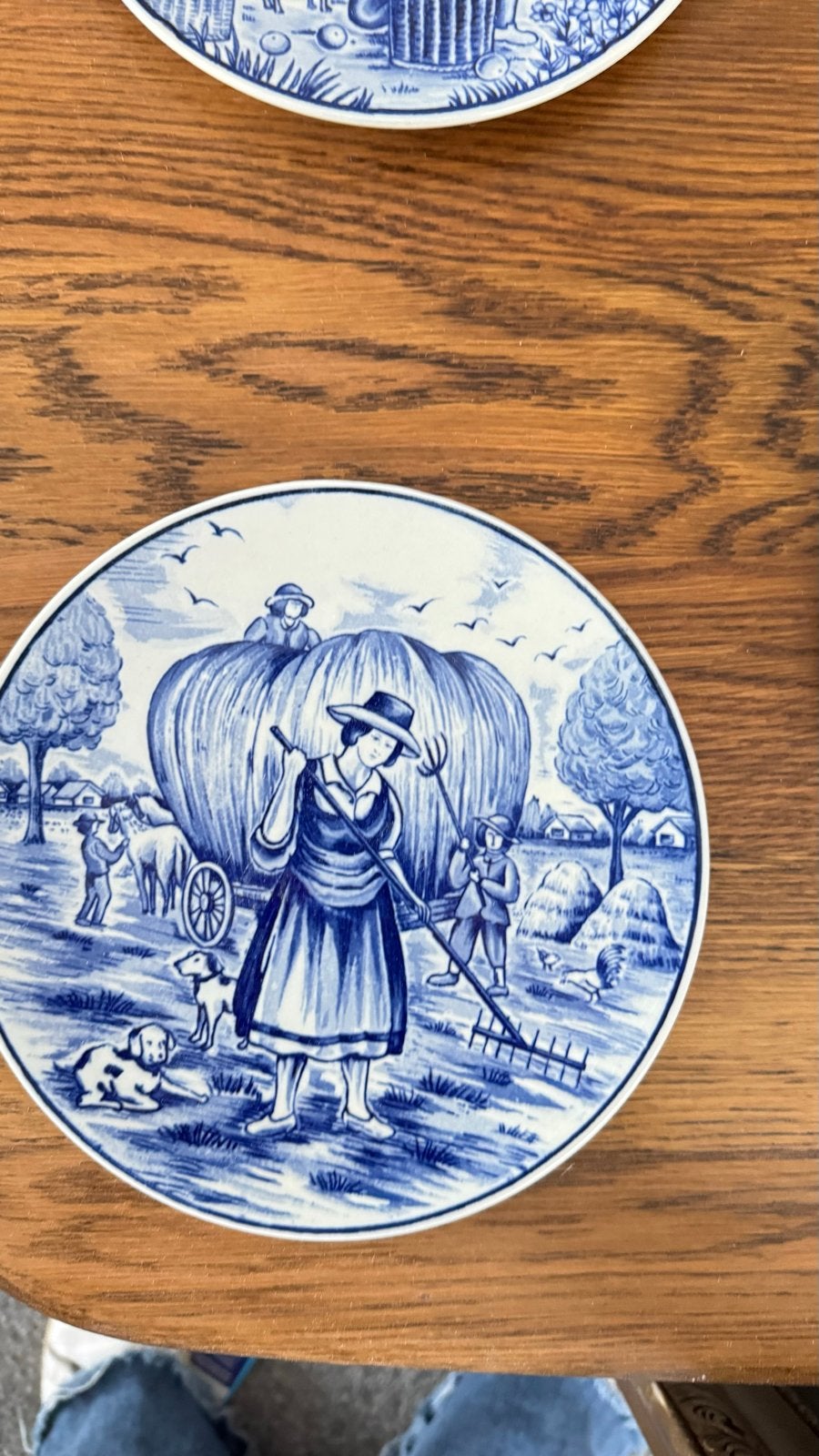Set van 4 Royal Delft Blauw Handwerk wandborden, Antiek en Kunst, Antiek | Wandborden en Tegels, Ophalen