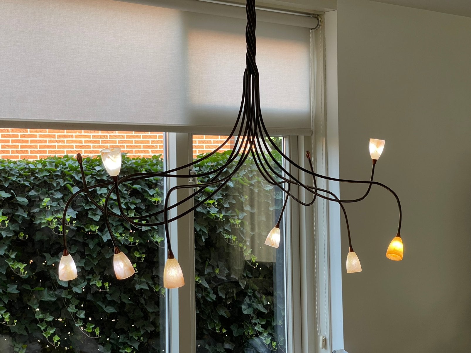 Design hanglamp, dimbaar, metaal, LED/halogeen, 10 spots., Ophalen, Gebruikt, Metaal, G4