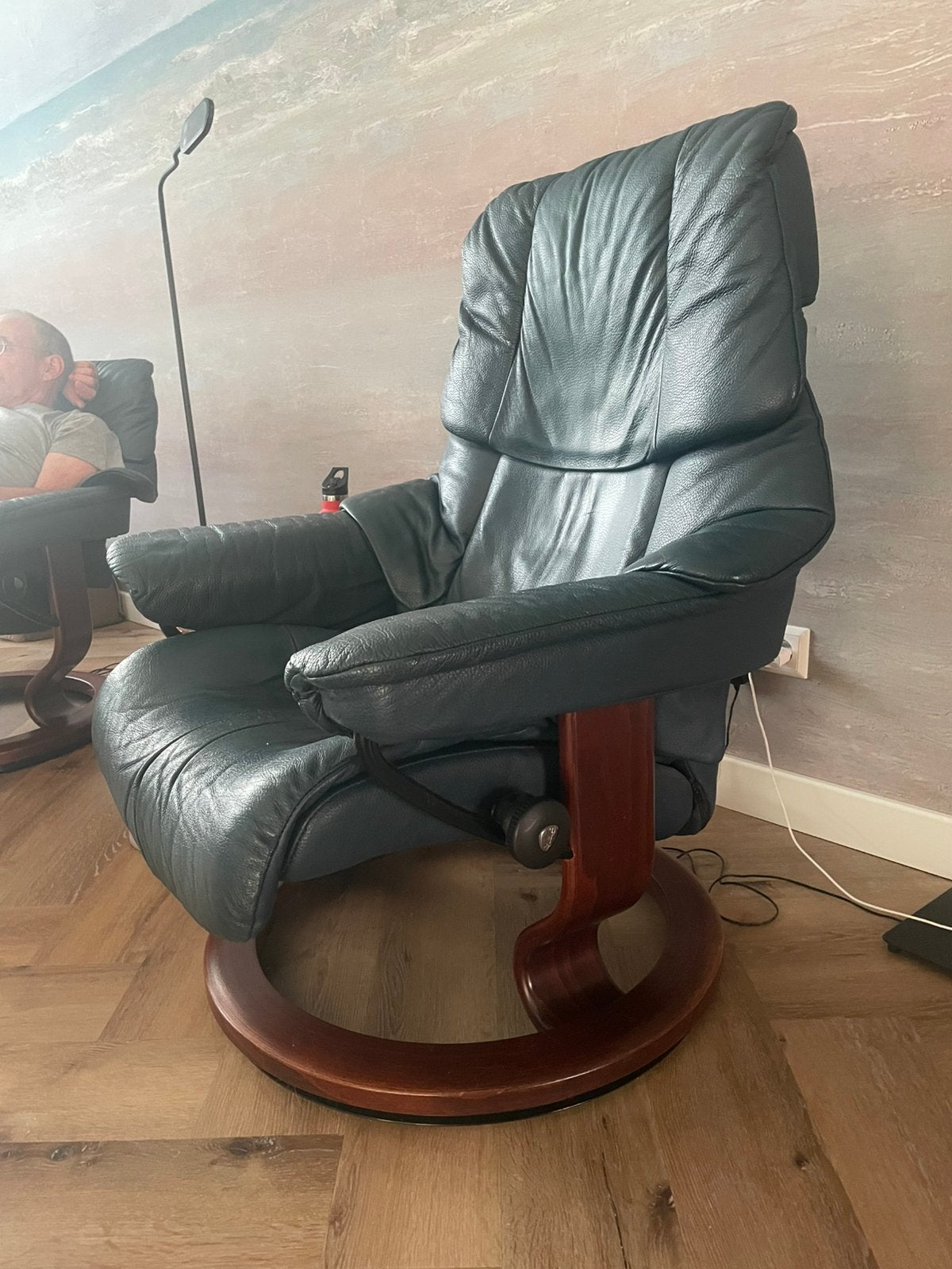 Stressless relax fauteuil, Ophalen, Gebruikt, Leer, 75 tot 100 cm