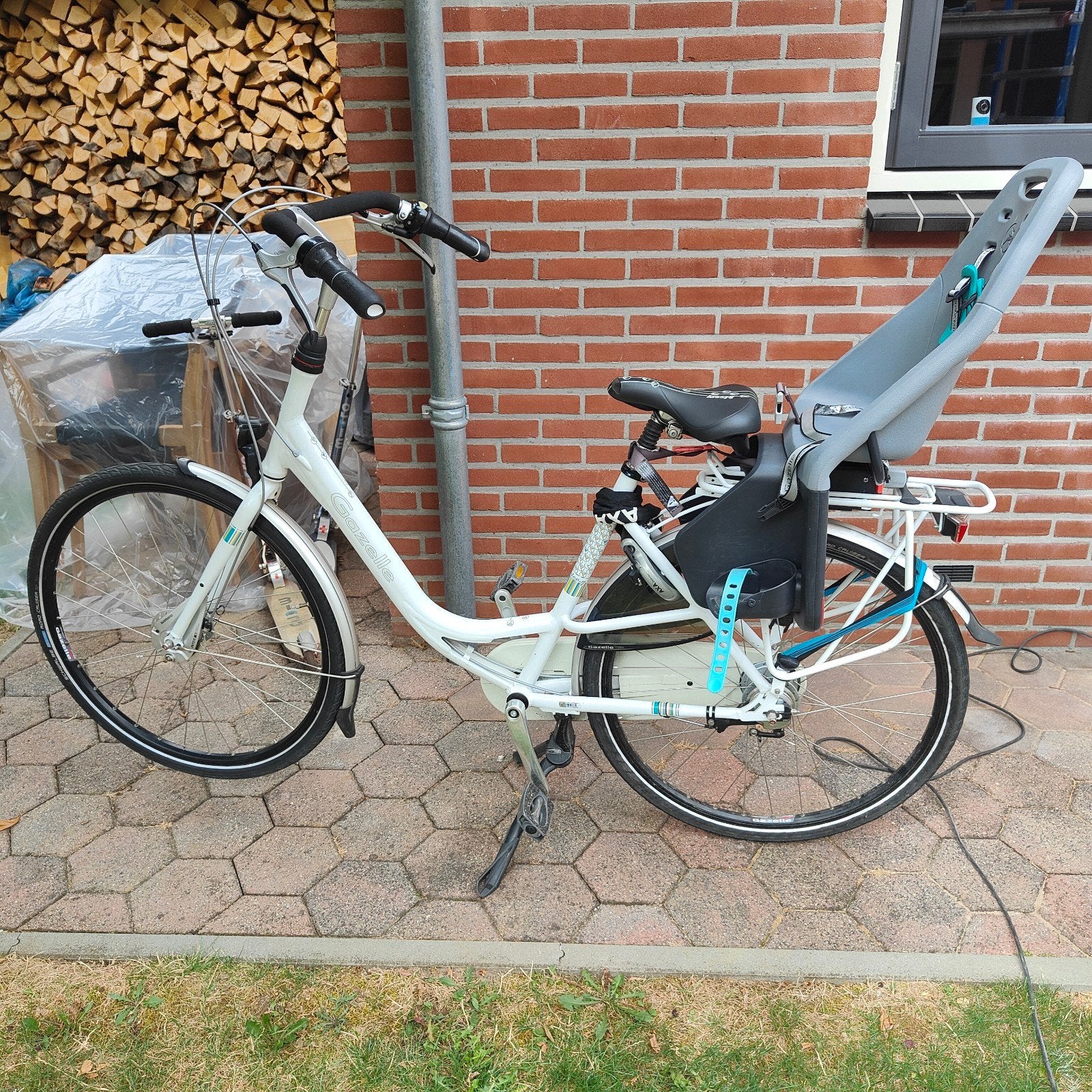 Gazelle Bloom Orange C7 moederfiets + 2 kinderzitjes, Fietsen en Brommers, Fietsen | Dames | Moederfietsen, Ophalen, 2 zitjes