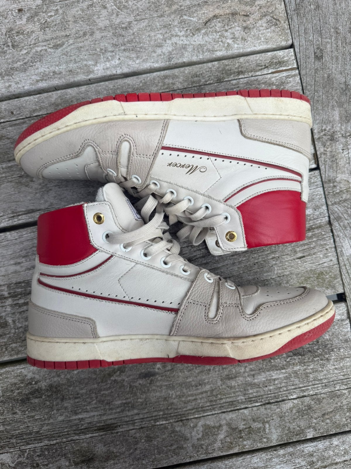 Mercer Amsterdam rood/crème – maat 41, Ophalen of Verzenden, Rood, Sneakers of Gympen, Zo goed als nieuw