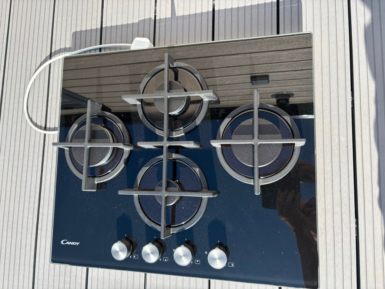 Candy Gaskookplaat - 4 branders - Zwart glas, Ophalen, 4 kookzones, Zo goed als nieuw, Inbouw