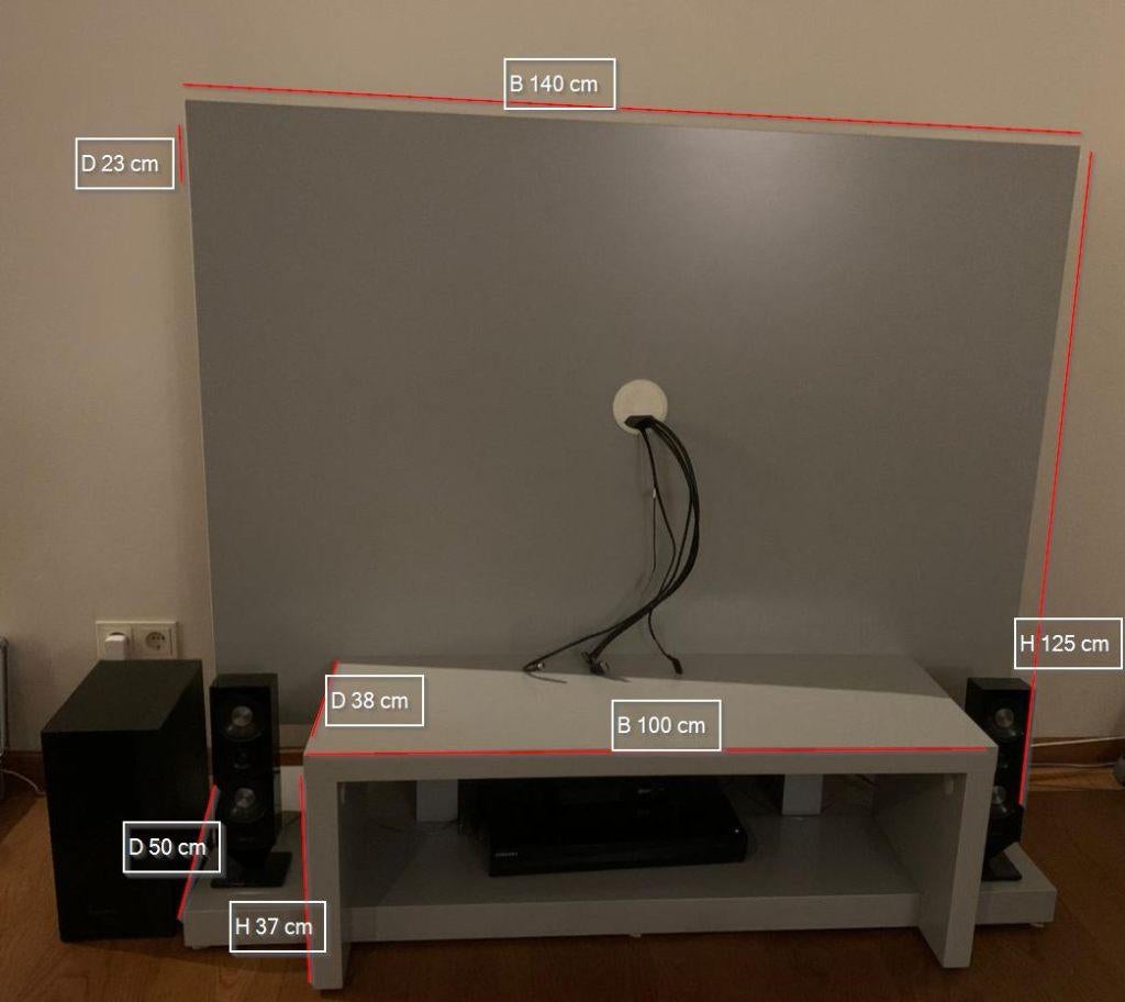 Strakke grijze tv kast, Ophalen, Overige materialen, Strak / design, 100 tot 150 cm