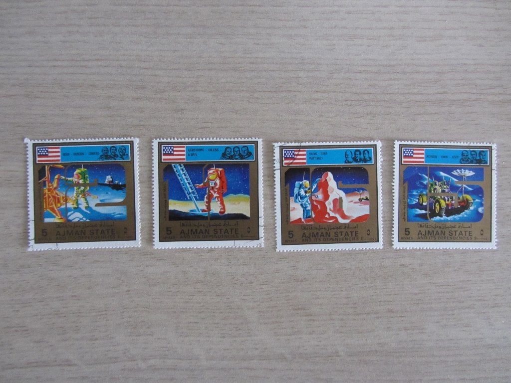 Ajman 1973 Space Research Apollo 11-17 Postzegels, Ophalen of Verzenden, Gestempeld, Overige thema's