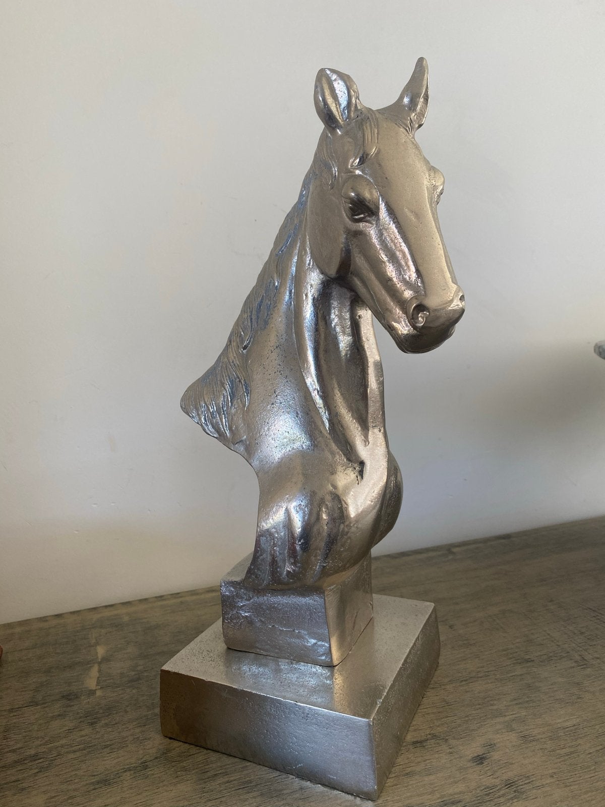 Zilverkleurig paardenbeeld - 13x13x35 cm, Zilver, Ophalen of Verzenden, Zoogdier, 20 - 50 cm