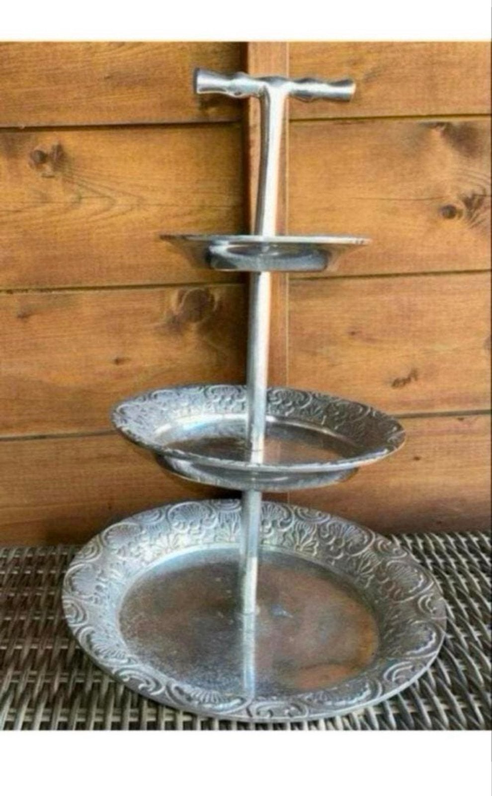 Etagère 3 laags zilverkleurig, Huis en Inrichting, Woonaccessoires | Etagères, Ophalen of Verzenden, Gebruikt, Etagère, Metaal