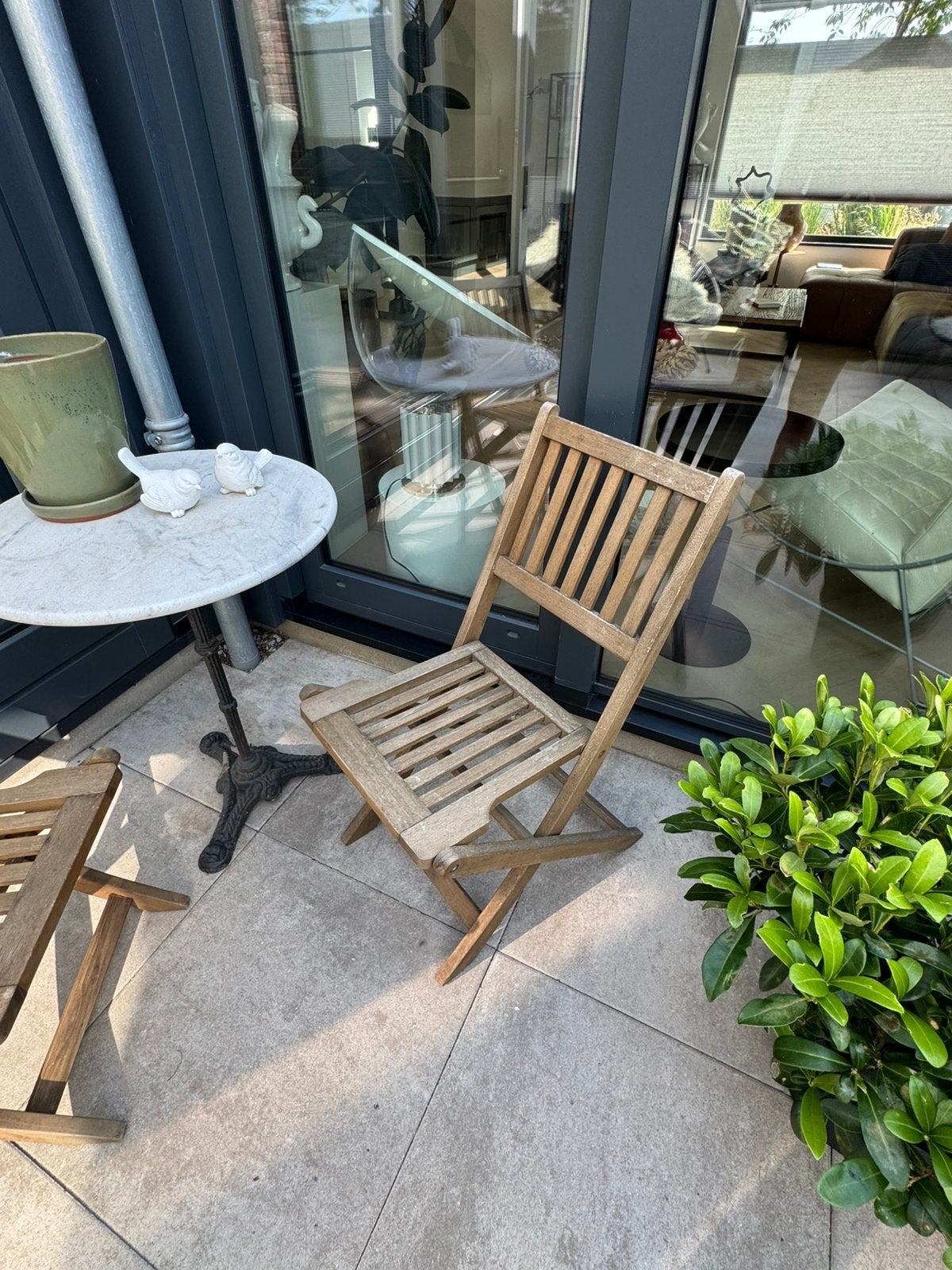 Hardhouten bistro stoel (set), Ophalen, Zo goed als nieuw, Stoel, 2 zitplaatsen