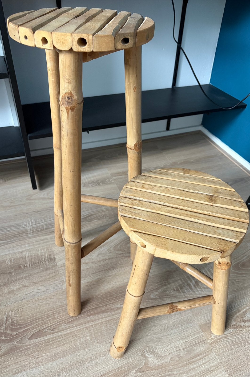 Originele bamboe design bijzettafels - set van 2, Ophalen, Zo goed als nieuw, Overige materialen
