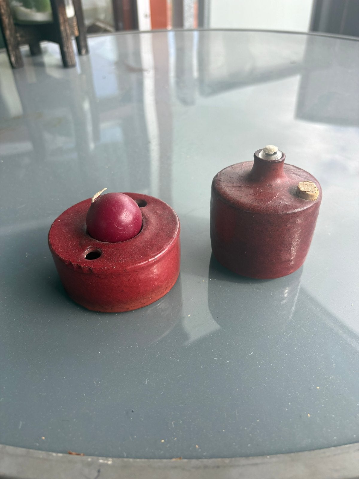 Vintage Mobach Keramiek Olie- en Kaarsenhouder Set, Antiek en Kunst, Ophalen