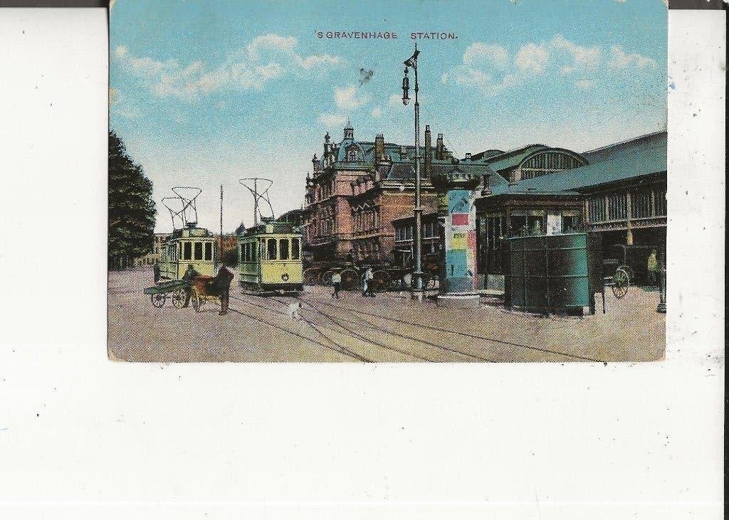 den Haag Station met Tramlijn 1 naar Hoedekenskerke 28-7-16, Ophalen of Verzenden, Voor 1920, Gelopen, Zuid-Holland