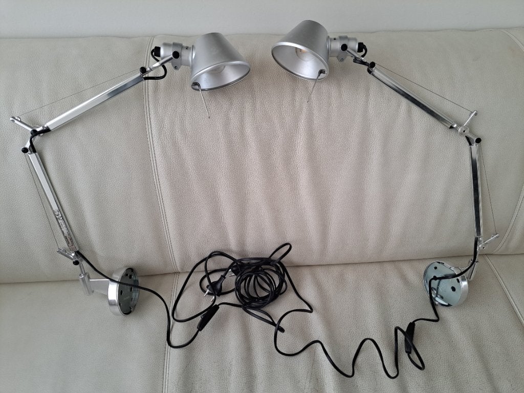 2x ARTEMIDE Tolomeo Micro Parete wandlamp, Gebruikt, E14 (klein), Ophalen of Verzenden, Leeslamp