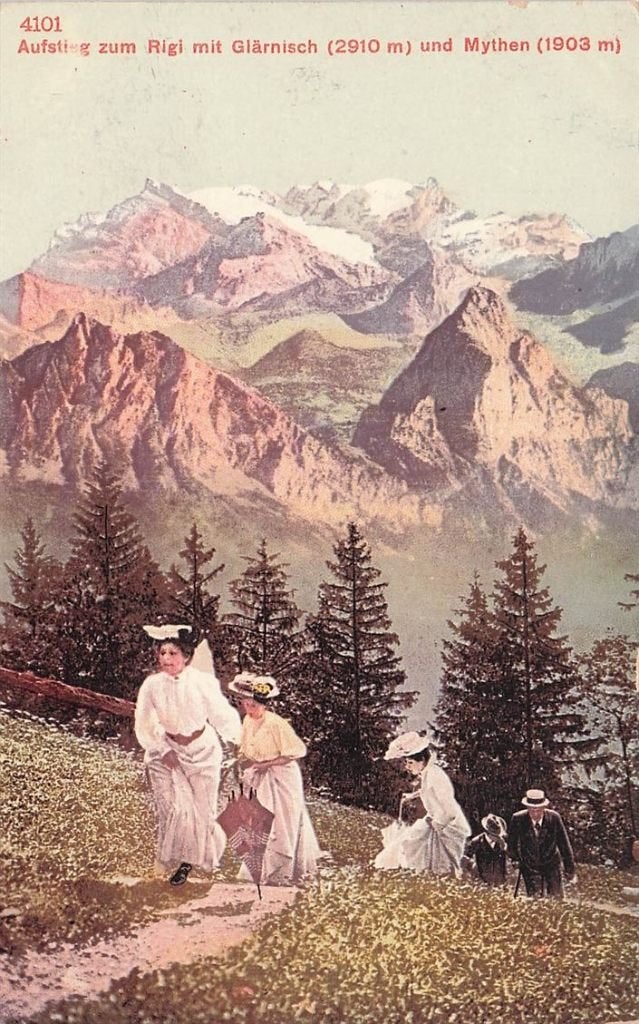 703-291-049 Aufstieg zum Rigi mit Glärnisch (2910 M) und M, Ophalen of Verzenden, Voor 1920, Overig Europa