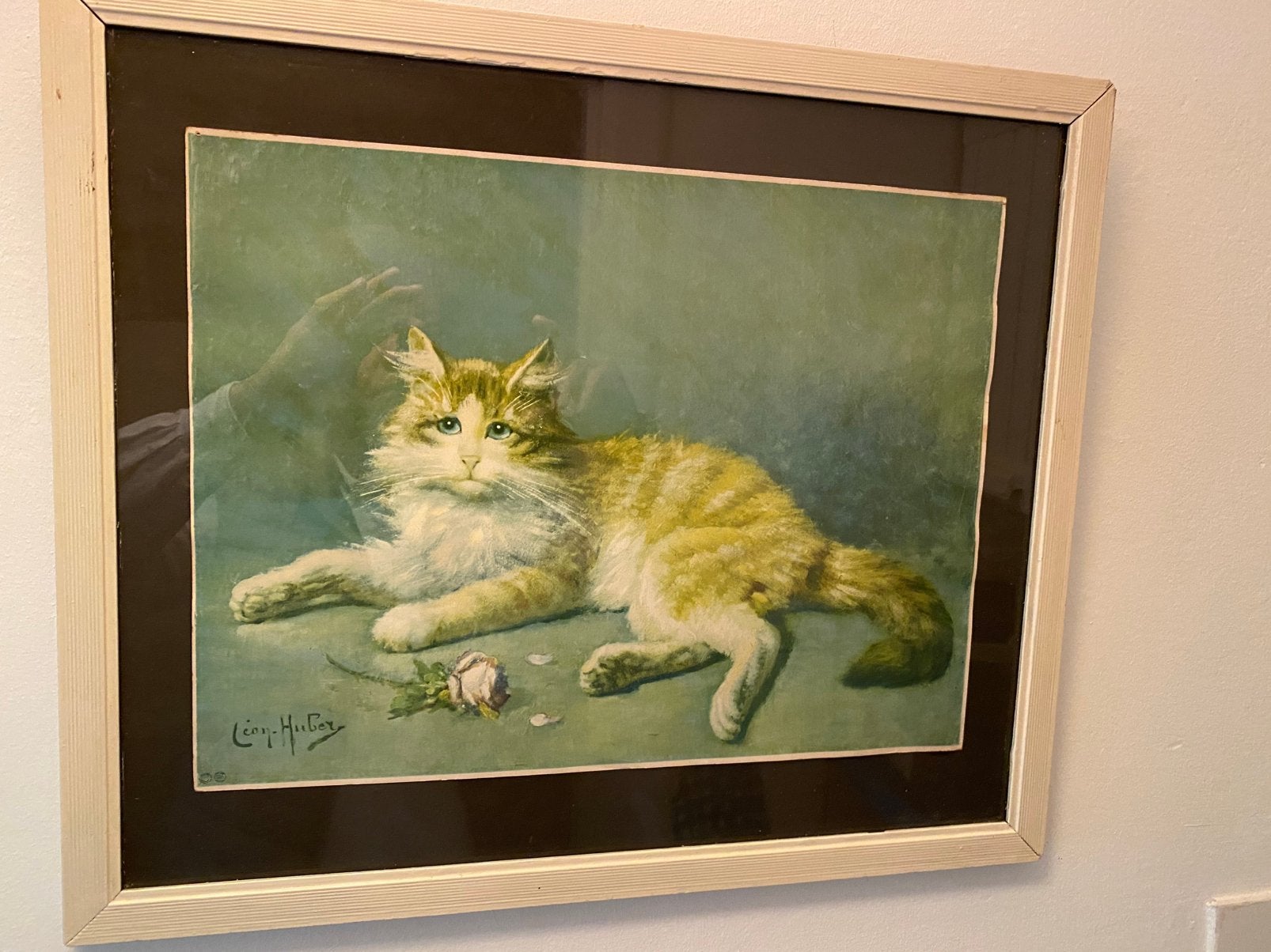 Poes Leon Huber, Antiek en Kunst, Kunst | Schilderijen | Klassiek, Ophalen of Verzenden