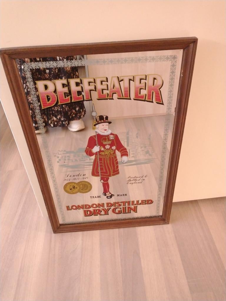 Vintage Beefeater spiegel - 56 x 36 cm, Ophalen of Verzenden