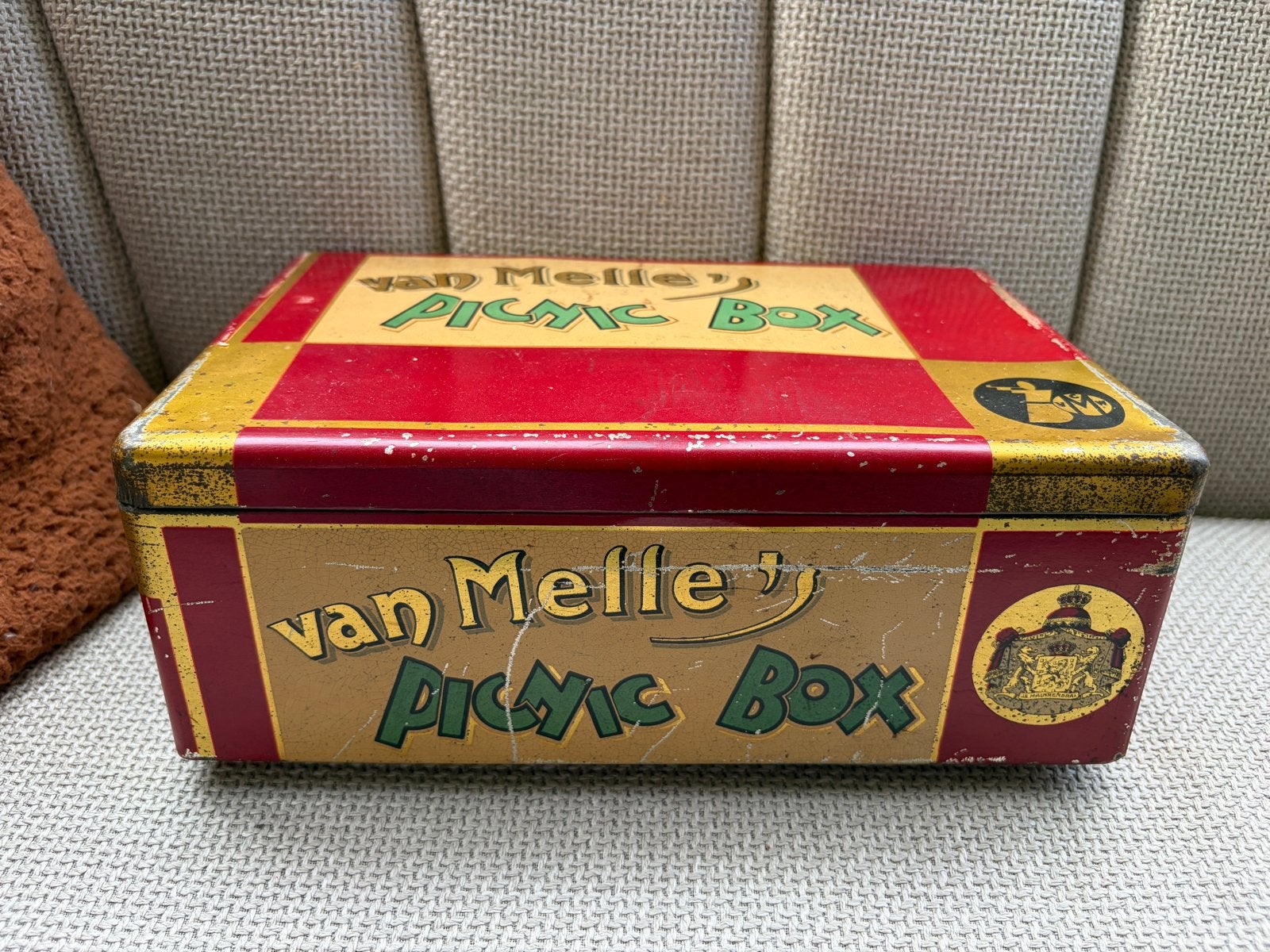 Vintage Van Melle's Picknick Box - Jaren '50 Broodtrommel, Verzamelen, Ophalen of Verzenden, Gebruikt, Overige, Van Nelle