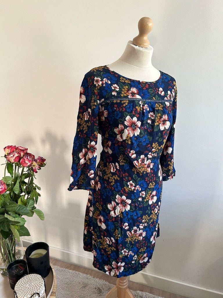 King Louie maat 40 zomers bloemen jurkje 3237, Kleding | Dames, Jurken, Maat 38/40 (M), Blauw, Ophalen of Verzenden, Zo goed als nieuw