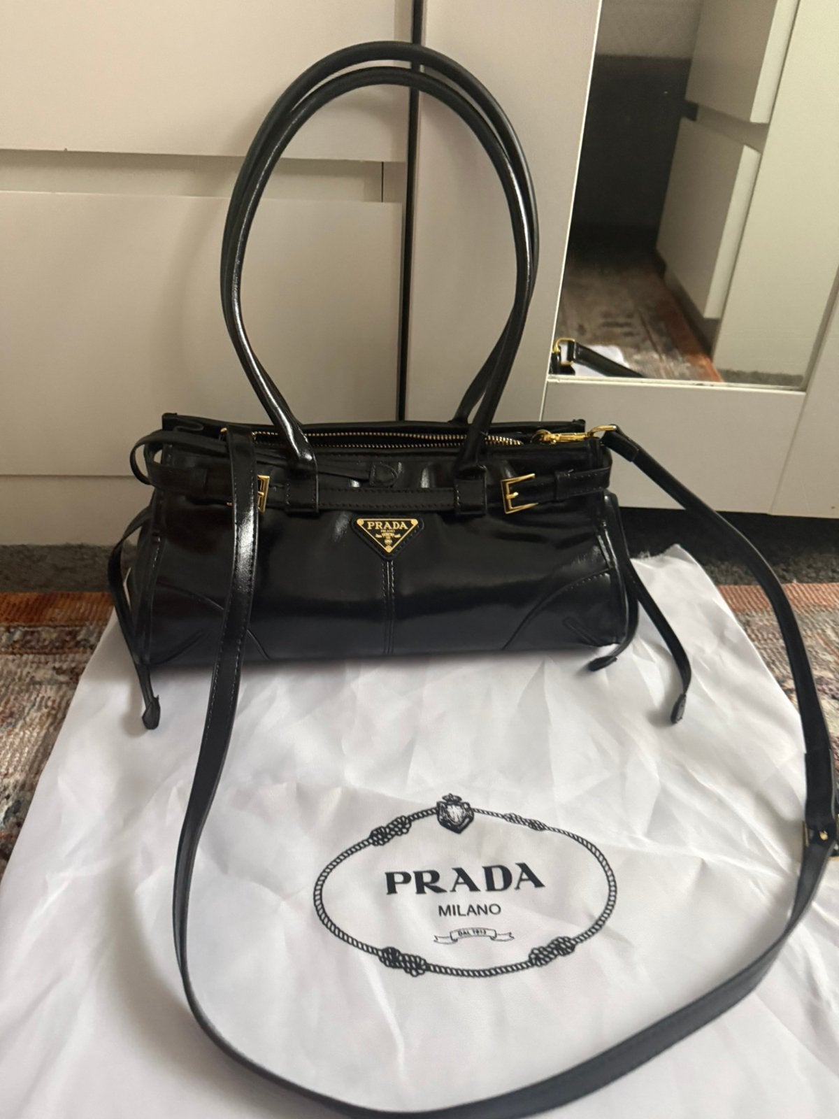 Prada tas, Ophalen, Nieuw, Zwart, Handtas