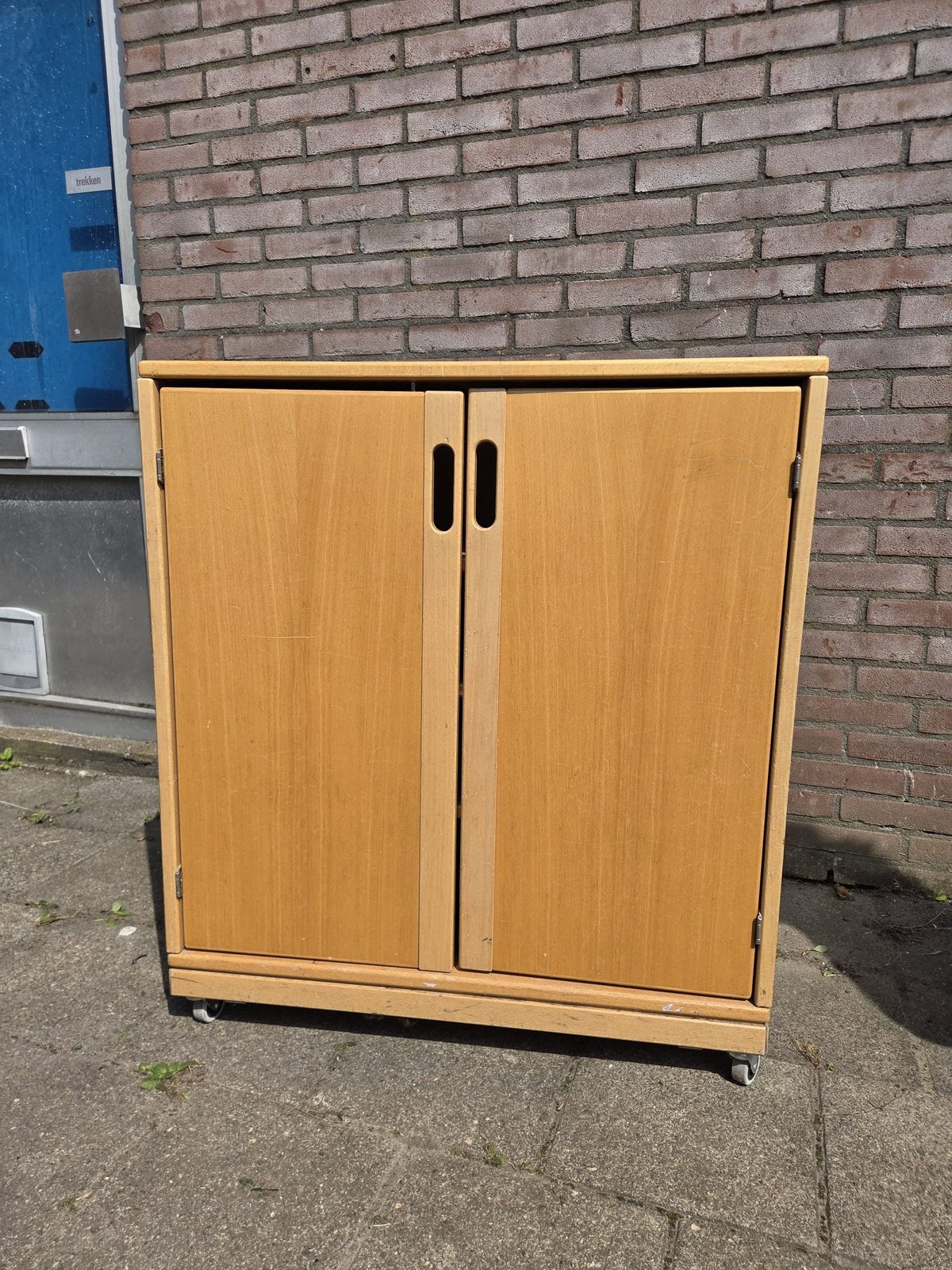 1x Vintage Schoolkast, Huis en Inrichting, Kasten | Roldeurkasten en Archiefkasten, Ophalen, Gebruikt, 50 tot 100 cm, X