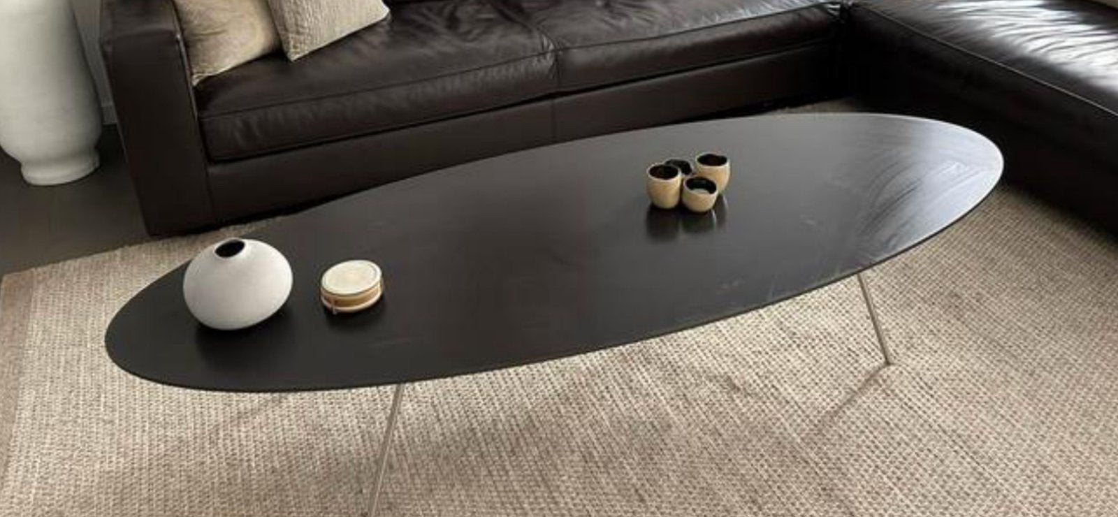 Keramieke ovale salontafel van Metaform, Huis en Inrichting, Ophalen, Overige materialen, Gebruikt, 50 tot 100 cm