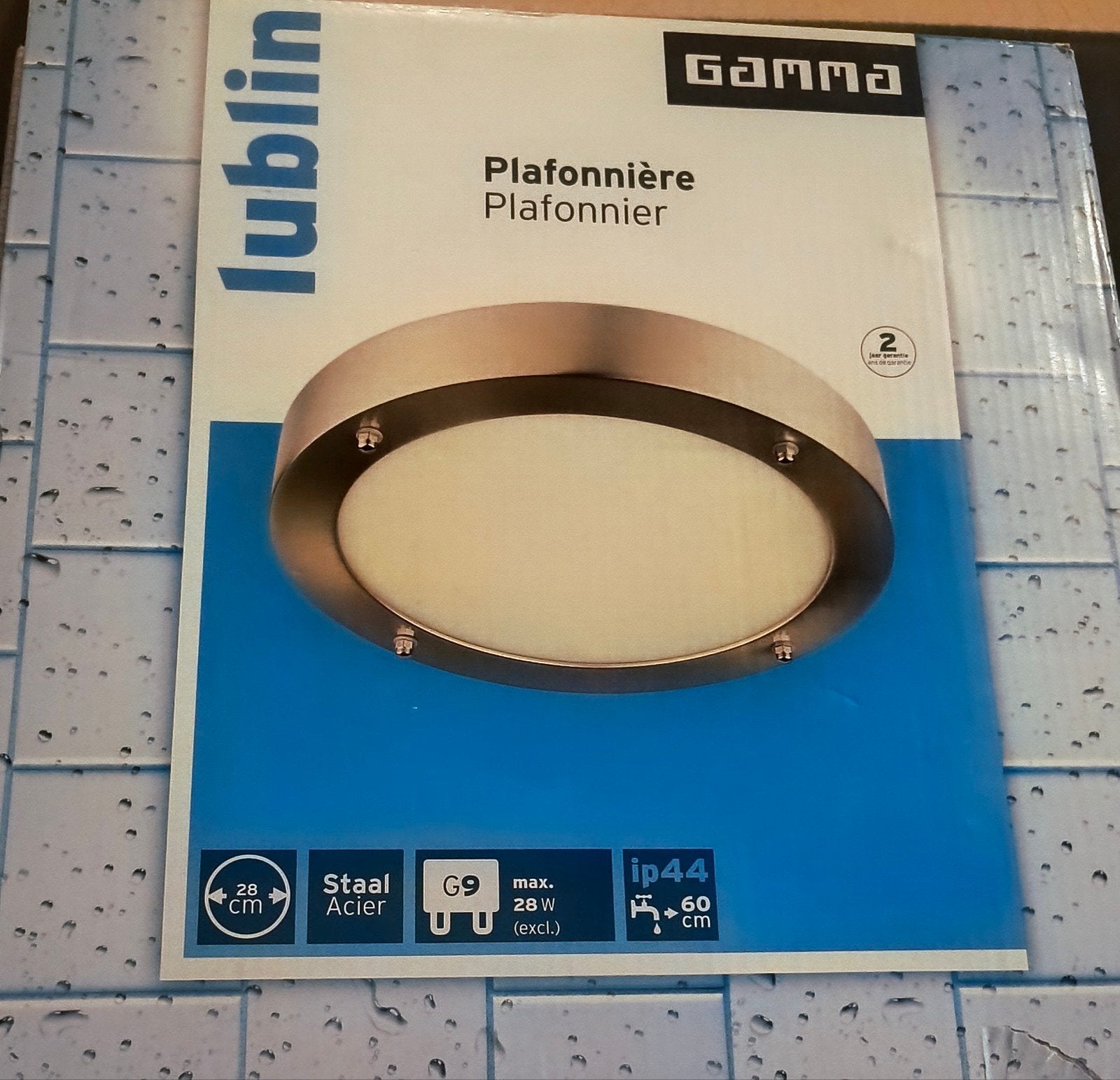 GAMMA Plafonniere Lublin 28cm chroom IP44, Ophalen, Nieuw