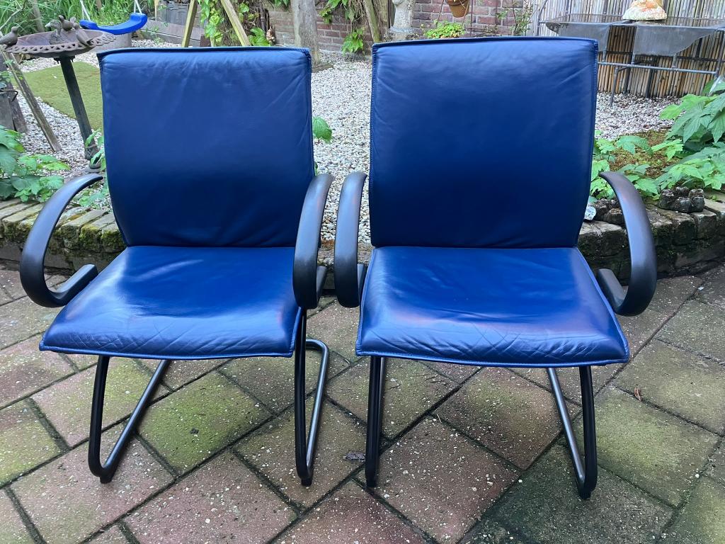 2x koningsbauwe 'leren' bureaustoelen met armleuningen, Huis en Inrichting, Stoelen, Ophalen, Modern, Comfortabel, Gebruikt, Twee