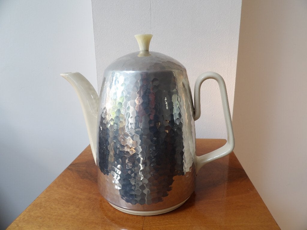 Fifties WakuThermosol Theepot, porselein/aluminium, Ophalen of Verzenden