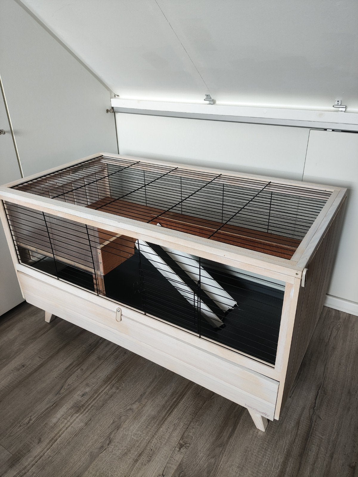 Beeztees cavia / konijnen kooi 125 x 65 cm hout creme, Dieren en Toebehoren, Knaagdieren en Konijnen | Hokken en Kooien, Minder dan 60 cm