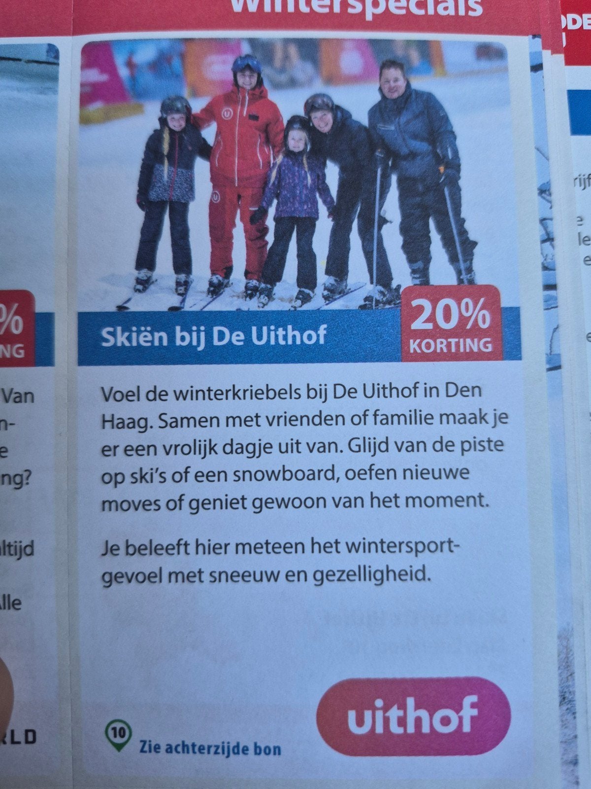 skiën bij de Uithof 20% korting, Tickets en Kaartjes, Eén persoon, Kortingsbon
