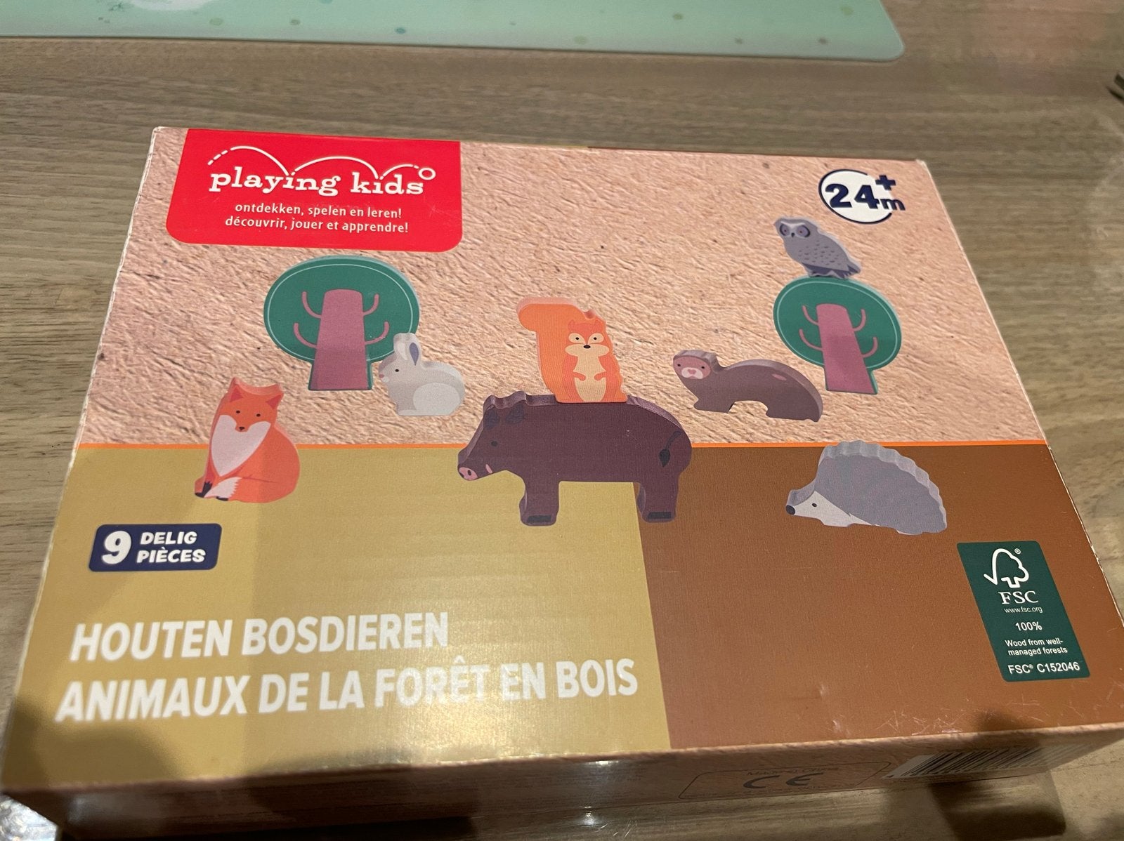 Houten bosdieren speelset van Playing Kids, Kinderen en Baby's, Ophalen of Verzenden, Zo goed als nieuw, Overige typen