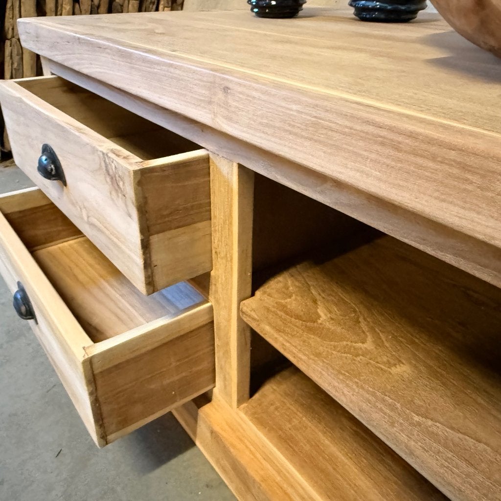 salontafel teak met 4 lades - 100 x 60 cm - Gratis bezorgd, TTM Wonen, Meubels – (Perzische) Tapijten en Woonaccessoires, 100 tot 150 cm