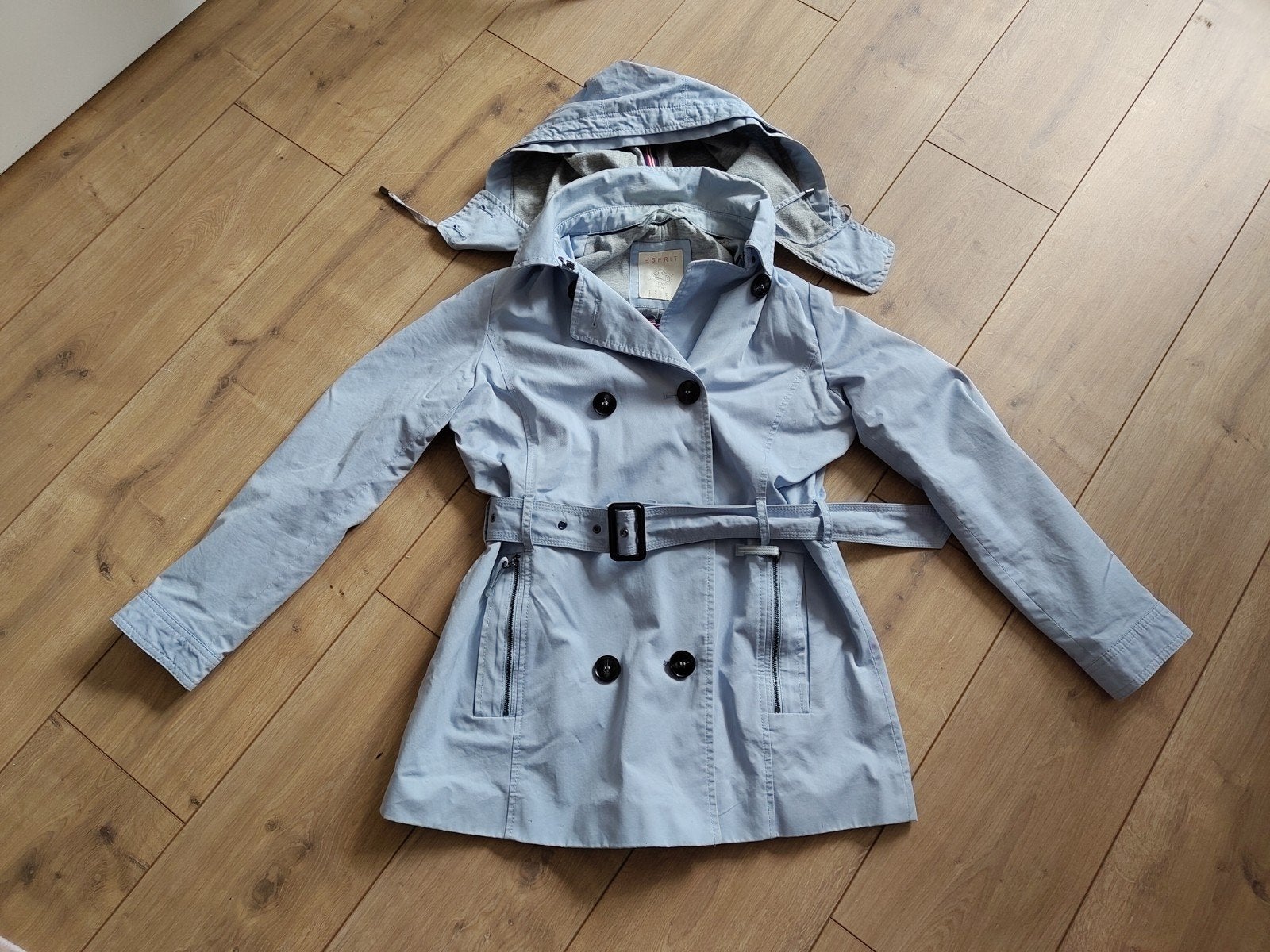 Esprit korte trenchcoat lichtblauw, Esprit, Ophalen of Verzenden, Zo goed als nieuw, Blauw