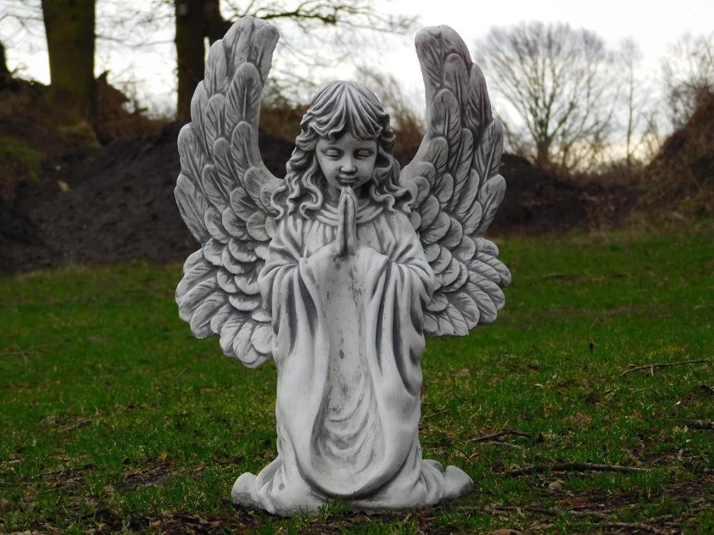 Beeld Engel, waardig beeld - 55 cm - Steen, Tuin en Terras, Steen, Engelenbeeld, ., Nieuw