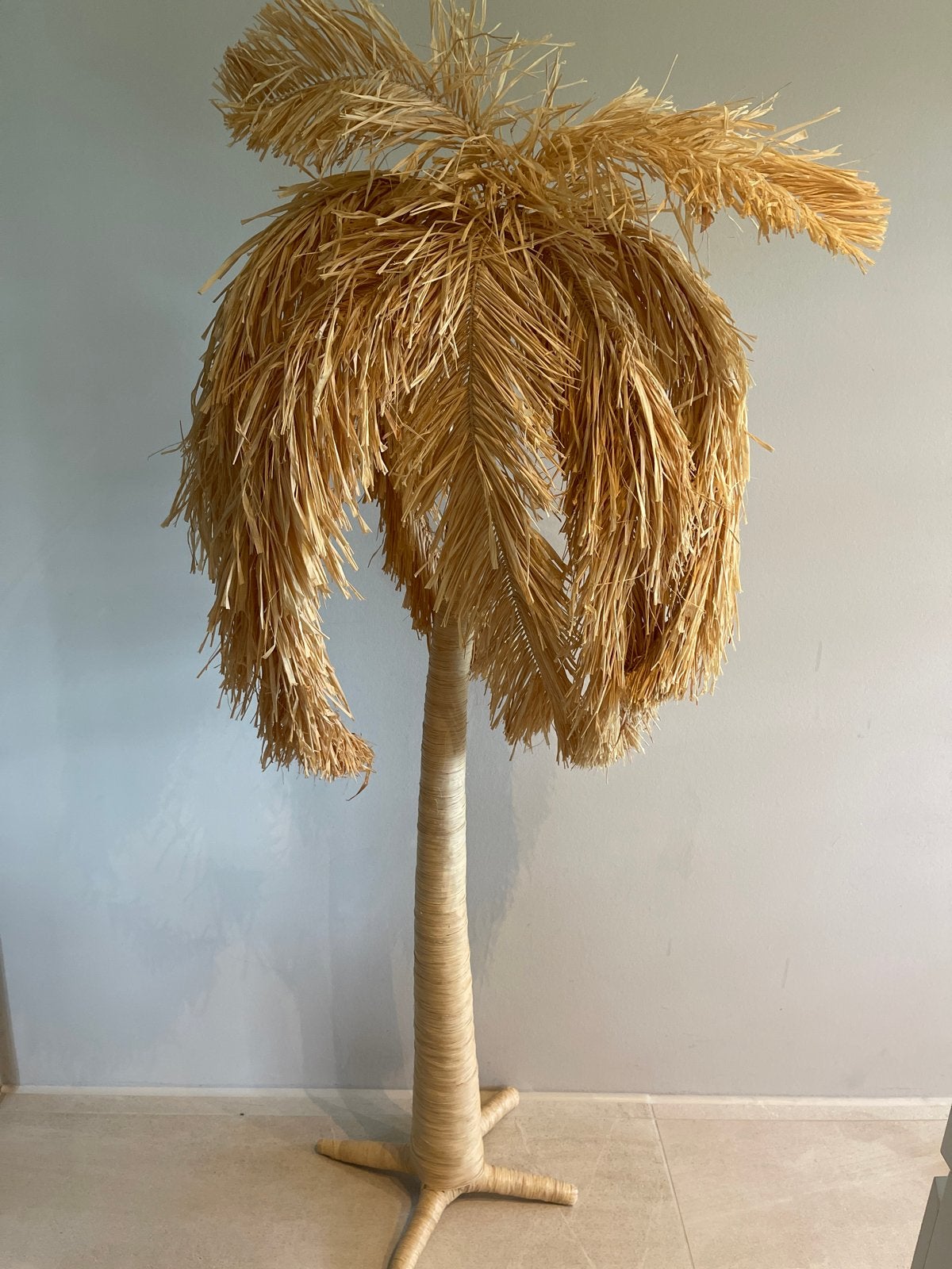 Decoratieve palmboom van raffia - Tropische sfeer, Ophalen, Beige, Boho, Zo goed als nieuw