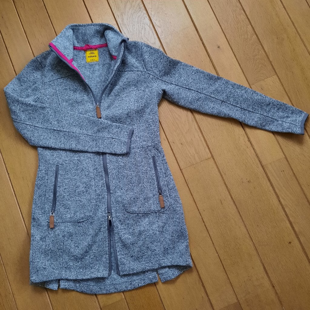MöBERG lang vest jas grijs zwart visgraat maat S - nieuw -, Maat 38/40 (M), Nieuw, Ophalen of Verzenden, Grijs
